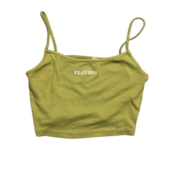 PLAYBOY Tops - Playboy Green Crop Top Spaghetti Strap Size Large